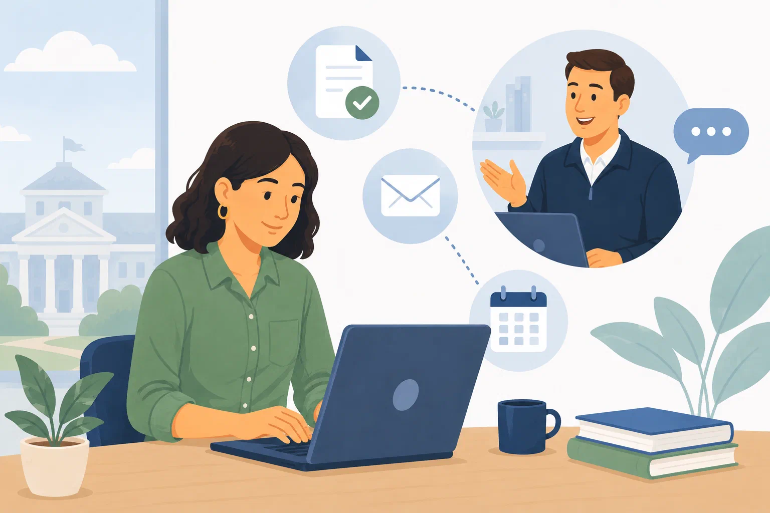Higher education admissions staff connecting student recruitment and admissions activities